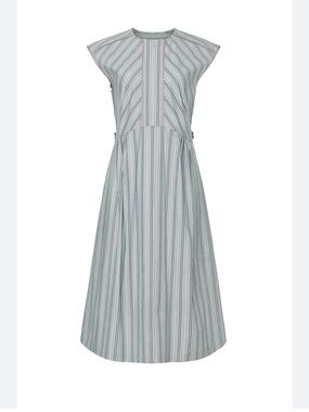 Aknvas Green and White Striped Summer Dress Size Medium